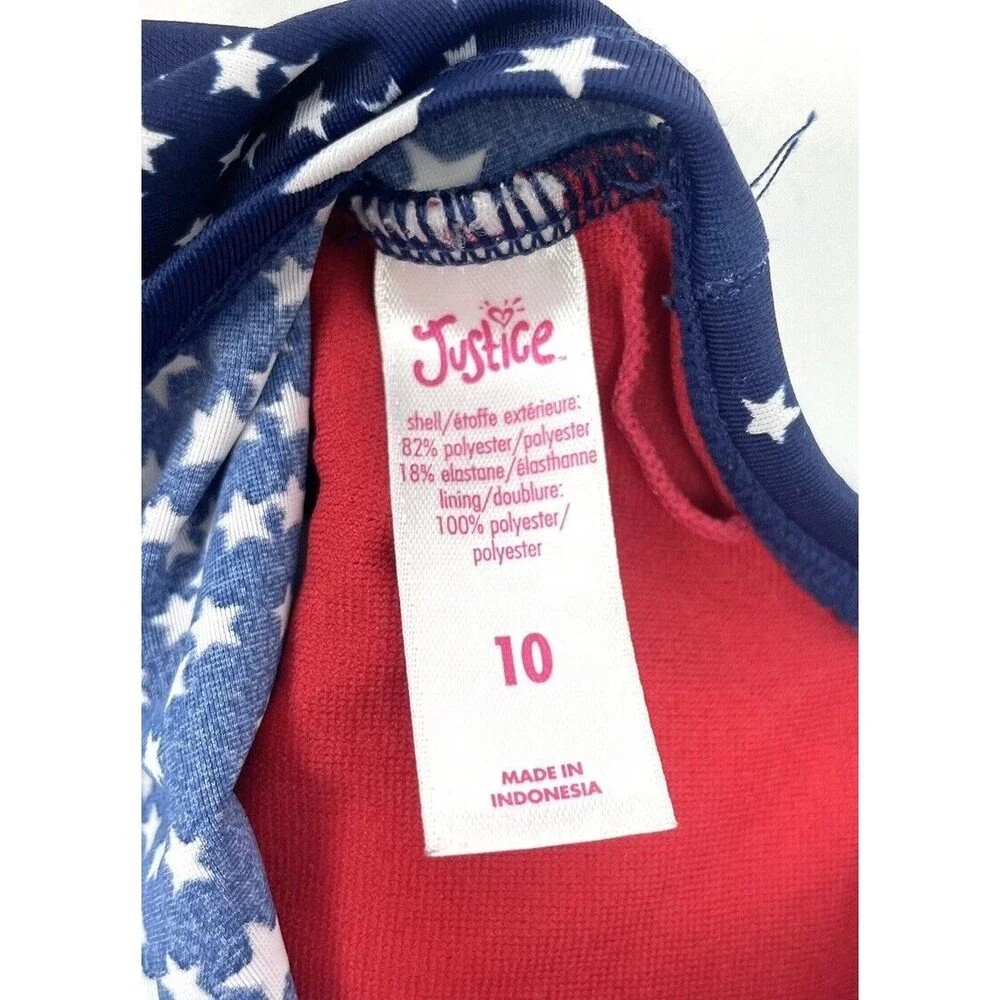 Justice Girl Size 10 Blue USA‎ Bikini Swim Top Stars Padded